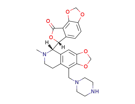 6-(6'-methyl-5',6',7',8'-tetrahydro-1',3'-dioxolo<4,5-g>-9'-(piperazin-1-ylmethyl)-isoquinolin-5'-yl)furo<3,4-e>-1,3-benzodioxol-8(6H)-one