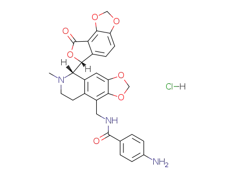 6-(9'-(p-aminobenzamidomethyl)-6'-methyl-5',6',7',8'-tetrahydro-1',3'-dioxolo<4,5-g>isoquinolin-5'-yl)furo<3,4-e>-1,3-benzodioxol-8(6H)-one hydrochloride