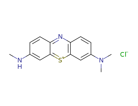 531-55-5,Azure B,Azure B(6CI);Phenothiazin-5-ium, 3-(dimethylamino)-7-(methylamino)-, chloride (8CI,9CI);Trimethylthionine (7CI);3-Methylamino-7-dimethylaminophenazathionium chloride;Azur I;Azure B chloride;Azure I;C.I. 52010;Methylene Azure;Trimethylthionine chloride;