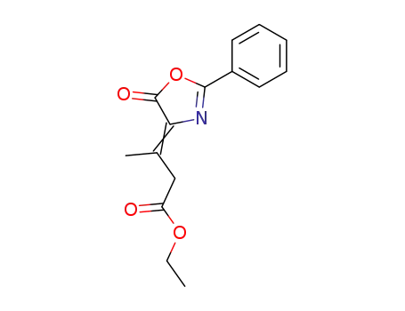 Molecular Structure of 96138-48-6 (Butanoic acid, 3-(5-oxo-2-phenyl-4(5H)-oxazolylidene)-, ethyl ester)