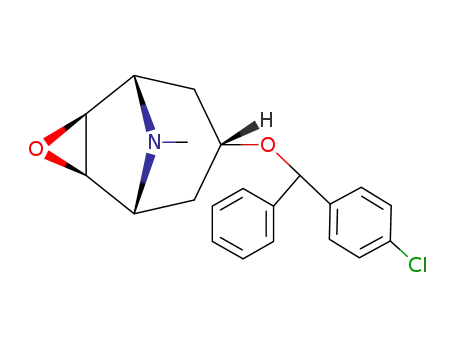 7t-(4-chloro-benzhydryloxy)-9-methyl-(1rN,2tH,4tH,5cN)-3-oxa-9-aza-tricyclo[3.3.1.02,4]nonane