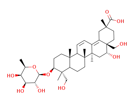 (2R,4aS,5R,6aS,6bR,9R,10S,12aS)-5-Hydroxy-4a,9-bis-hydroxymethyl-2,6a,6b,9,12a-pentamethyl-10-((2R,3R,4S,5R,6R)-3,4,5-trihydroxy-6-methyl-tetrahydro-pyran-2-yloxy)-1,2,3,4,4a,5,6,6a,6b,7,8,8a,9,10,11,12,12a,12b-octadecahydro-picene-2-carboxylic acid