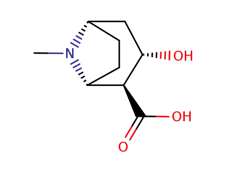 Molecular Structure of 481-38-9 ((1β,5β)-3β-Hydroxytropane-2α-carboxylic acid)