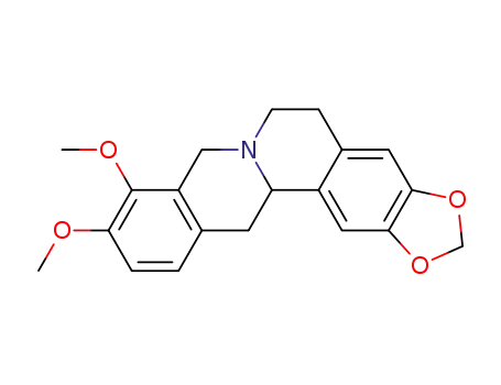 Molecular Structure of 29074-38-2 (6H-Benzo[g]-1,3-benzodioxolo[5,6-a]quinolizine,5,8,13,13a-tetrahydro-9,10-dimethoxy-)