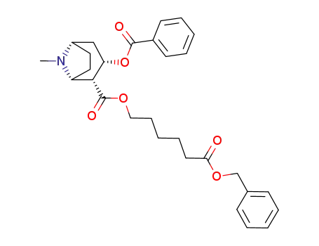 Molecular Structure of 173443-26-0 (8-Azabicyclo[3.2.1]octane-2-carboxylic acid, 3-(benzoyloxy)-8-methyl-,
6-oxo-6-(phenylmethoxy)hexyl ester, (1R,2R,3S,5S)-)