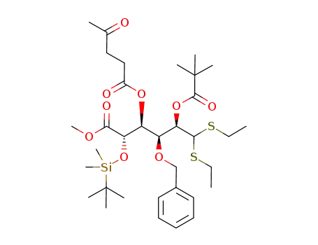 methyl 2-O-pivaloyl-3-O-benzyl-4-O-levulinoyl-5-O-tert-butyldimethylsilyl-D-glucuronate di(ethylthio)acetal