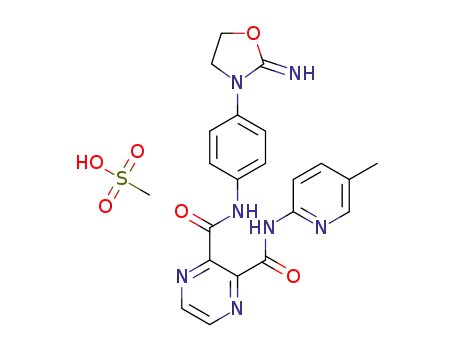 N-[4-(2-imino-1,3-oxazolidin-3-yl)phenyl]-N'-(5-methylpyridin-2-yl)pyrazine-2,3-dicarboxamide methanesulfonate