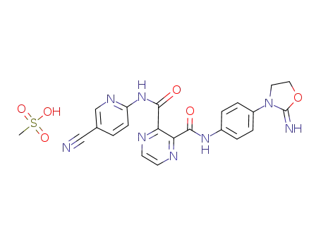 N-(5-cyanopyridin-2-yl)-N'-[4-(2-imino-1,3-oxazolidin-3-yl)phenyl]pyrazine-2,3-dicarboxamide methanesulfonate