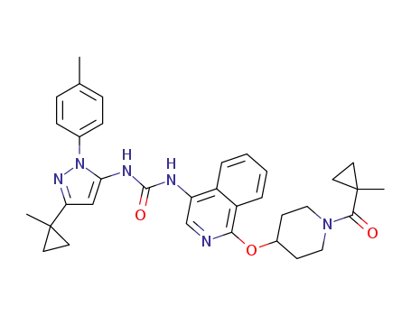 1-{1-[1-(1-methyl-cyclopropanecarbonyl)-piperidin-4-yloxy]-isoquinolin-4-yl}-3-[5-(1-methyl-cyclopropyl)-2-p-tolyl-2H-pyrazol-3-yl]-urea