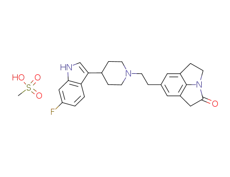 7-{2-[4-(6-fluoro-3a,7a-dihydro-1H-indol-3-yl)-piperidin-1-yl]-ethyl}-4,5-dihydro-1H-pyrrolo[3,2,1-hi]indol-2-one bismethanesulfonate