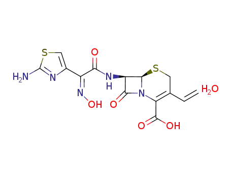 7-[2-(2-aminothiazol-4-yl)-2-hydroxyiminoacetamide]-3-vinyl-3-cephem-4-carboxylic acid (syn isomer) monohydrate