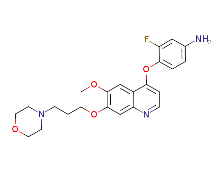 Molecular Structure of 479690-10-3 (3-fluoro-{4-[(6-(Methyloxy)-7-{[3-(4-Morpholinyl)propyl]oxy}-4-quinolinyl)oxy]phenyl}aMine)