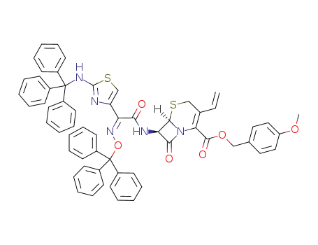 p-methoxybenzyl (Z)-7-((2-tritylamino-thiazol-4-yl)-2-trityloxyimino-acetamido)-3-vinyl-3-cephem-4-carboxylate