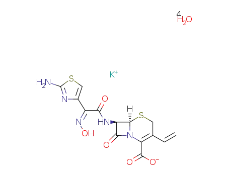 potassium syn-7-[2-(2-aminothiazol-4-yl)-2-hydroxyiminoacetamido]-3-vinyl-3-cephem-4-carboxylate tetrahydrate