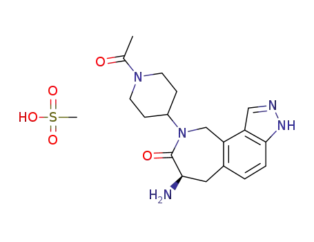 (R)-9-(1-acetylpiperidin-4-yl)-7-amino-6,7,9,10-tetrahydroazepino[3,4-e]indazol-8(3H)-one methanesulfonate
