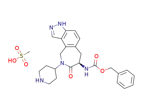 (R)-benzyl 8-oxo-9-(piperidin-4-yl)-3,6,7,8,9,10-hexahydroazepino[3,4-e]indazol-7-ylcarbamate methanesulfonate