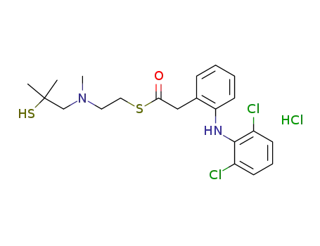 2-{2-[(2,6-dichlorophenyl)amino]phenyl}-1-{2-[methyl(2-methyl-2-sulfanylpropyl)amino]ethylthio}ethan-1-one hydrochloride