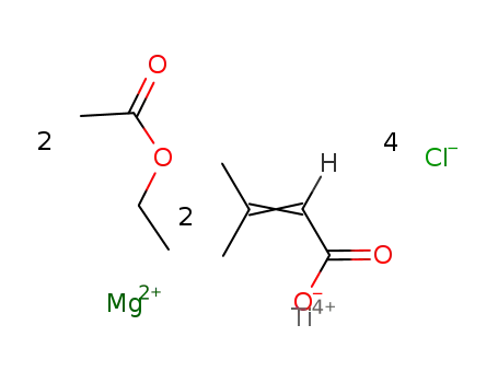Ti(4+)*Mg(2+)*4Cl(1-)*2(CH3)2CCHCO2(1-)*2C2H5O2CCH3={TiMgCl4((CH3)2CCHCO2)2(C2H5O2CCH3)2}
