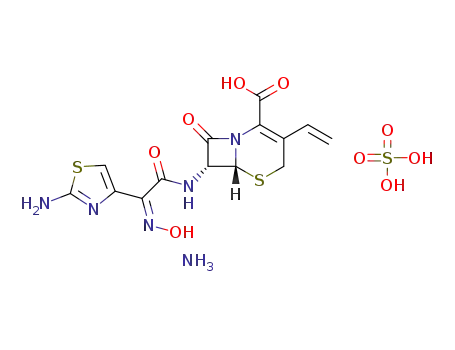 (-)-(6R,7R)-7-((Z)-2-(2-aminothiazole-4-yl)-2-hydroxyimino-acetylamino)-8-oxo-3-vinyl-5-thia-1-azabicyclo(4.2.0)oct-2-ene-2-carboxylic acid ammonium hydrogen sulfate