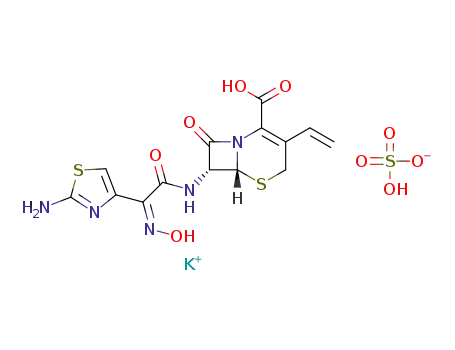 (-)-(6R,7R)-7-((Z)-2-(2-aminothiazole-4-yl)-2-hydroxyimino-acetylamino)-8-oxo-3-vinyl-5-thia-1-azabicyclo(4.2.0)oct-2-ene-2-carboxylic acid potassium hydrogen sulfate