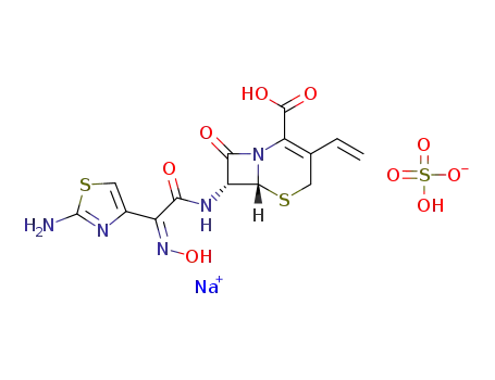 (-)-(6R,7R)-7-((Z)-2-(2-aminothiazole-4-yl)-2-hydroxyimino-acetylamino)-8-oxo-3-vinyl-5-thia-1-azabicyclo(4.2.0)oct-2-ene-2-carboxylic acid sodium hydrogen sulfate
