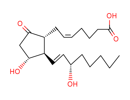 363-24-6,Prostaglandin E2,5-Heptenoicacid, 7-[3-hydroxy-2-(3-hydroxy-1-octenyl)-5-oxocyclopentyl]- (8CI);(-)-Prostaglandin E2;(15S)-Prostaglandin E2;11,15-Dihydroxy-9-oxoprosta-5,13-dien-1-oic acid (5Z,11a,13E,15S);11a,15a-Dihydroxy-9-oxo-5-cis,13-trans-prostadienoic acid;Cervidil;Cerviprime;Dinoprostone;Enzaprost E;Minprositin E2;NSC 196514;PGE2;Primiprost;Prostaglandin E2;Prostenon;Prostenone;Prostin (prostaglandin);U 12062;Vivelle-Dot;l-Prostaglandin E2;
