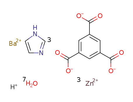 poly[imidazolium [triaqua(μ6-benzene-1,3,5-tricarboxylato)bariumtrizinc] tetrahydrate]