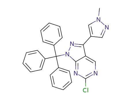 6-chloro-3-(1-methyl-1H-pyrazol-4-yl)-1-trityl-1H-pyrazolo[3,4-d]pyrimidine