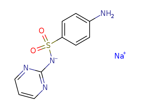 547-32-0,Sodium sulfadiazine,Benzenesulfonamide,4-amino-N-2-pyrimidinyl-, monosodium salt (9CI);Sodium, (N1-2-pyrimidinylsulfanilamido)-(7CI);Sulfadiazine, sodium deriv. (6CI);Sulfanilamide, N1-2-pyrimidinyl-,monosodium salt (8CI);2-Sulfanilamidopyrimidine sodium salt;Monosodium2-sulfanilamidopyrimidine;Sodium 2-sulfanilamidopyrimidine;Sodium sulfapyrimidine;Sulfadiazine sodium;Sulfapyrimidine sodium;