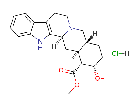 65-19-0,Yohimbine hydrochloride,Yohimban-16-carboxylicacid, 17-hydroxy-, methyl ester, monohydrochloride, (16a,17a)- (9CI);Yohimban-16a-carboxylic acid, 17a-hydroxy-, methyl ester, monohydrochloride (8CI);Actibine;Antagonil;Yohimbe;Yohimbine monohydrochloride;Yohimex;Yohimbe Bark Extract;Yohimbine hydrochloride;