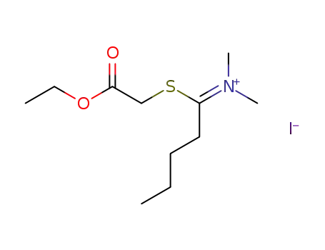 1-<(Carboethoxy)methylthio>pentylidenyldimethylammonium Iodide