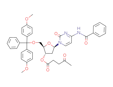 Molecular Structure of 93134-38-4 (Cytidine, N-benzoyl-5'-O-[bis(4-methoxyphenyl)phenylmethyl]-2'-deoxy-,
3'-(4-oxopentanoate))