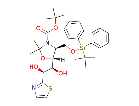 (4S,5R)-4-(tert-Butyl-diphenyl-silanyloxymethyl)-5-((1S,2S)-1,2-dihydroxy-2-thiazol-2-yl-ethyl)-2,2-dimethyl-oxazolidine-3-carboxylic acid tert-butyl ester