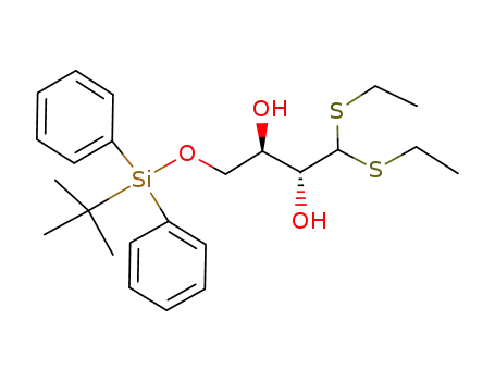 Molecular Structure of 108714-02-9 (2,3-Butanediol,
4-[[(1,1-dimethylethyl)diphenylsilyl]oxy]-1,1-bis(ethylthio)-, (2R,3R)-)