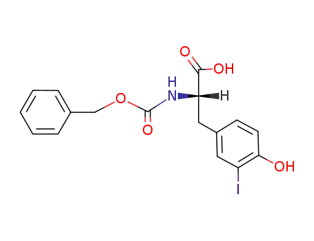Molecular Structure of 79677-62-6 (3-Iodo-N-[(benzyloxy)carbonyl]-L-tyrosine)