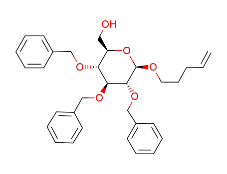 Molecular Structure of 155036-27-4 (PENT-4-ENYL-2,3,4-TRI-O-BENZYL-D-GLUCO PYRANOSIDE)