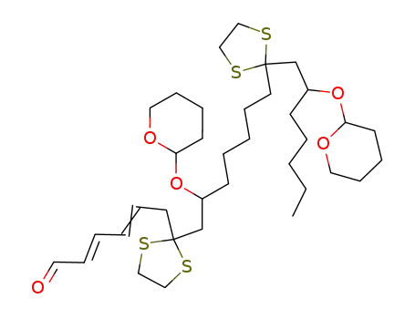 9,17-di(tetrahydropyranyl)oxy-7,15-dioxodocosa-2,4-dienal-7,15-di(ethylenedithio)ketal