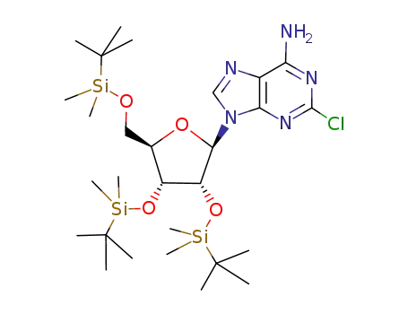 Molecular Structure of 195727-26-5 (2-Chloro-2',3',5'-tris-O-[(1,1-diMethylethyl)diMethylsilyl]-adenosine)
