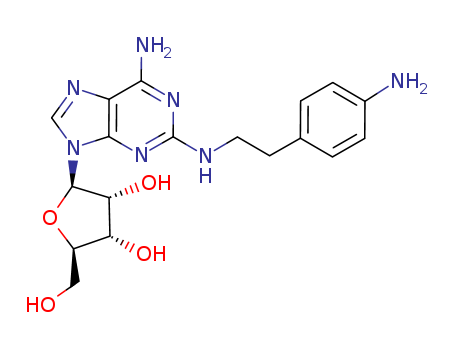 Molecular Structure of 161536-30-7 (Adenosine, 2-[[2-(4-aminophenyl)ethyl]amino]-)