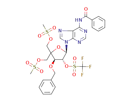 9-(3-O-benzyl-5-O-(methanesulfonyl)-4-C-[[(methanesulfonyl)oxy]methyl]-2-O-trifluormethanesulfonyl-α-L-threo-pentofuranosyl)-6-N-benzoyladenine