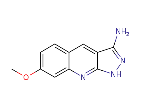 Molecular Structure of 129797-61-1 (1H-Pyrazolo[3,4-b]quinolin-3-amine, 7-methoxy-)