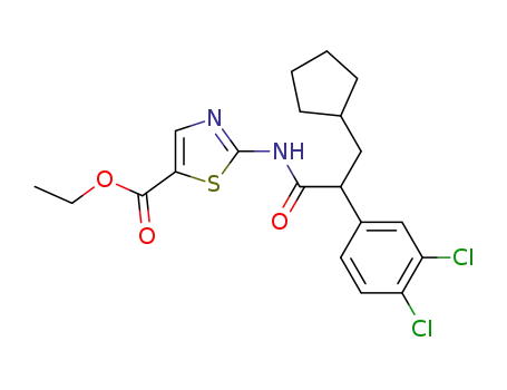 2-[3-cyclopentyl-2-(3,4-dichlorophenyl)-propionylamino]-thiazole-5-carboxylic acid ethyl ester