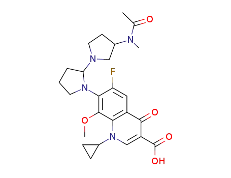 1-cyclopropyl-6-fluoro-1,4-dihydro-8-methoxy-4-oxo-7-[3-(N-acetyl-N-methylamino)pyrrolidino]pyrrolidino-3-quinolinecarboxylic acid