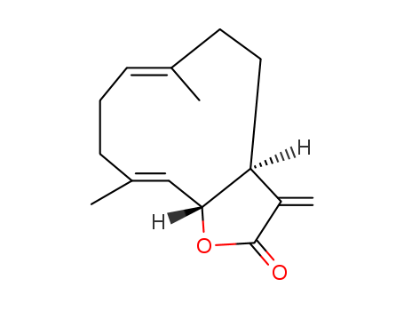 553-21-9,Costunolide,(1S,4E,8E,10S)-4,8-dimethyl-13-methylidene-11-oxabicyclo[8.3.0]trideca-4,8-dien-12-one;Cyclodeca[b]furan-2(3H)-one,3a,4,5,8,9,11ahexahydro- 6,10-dimethyl-3-methylene-,(3aS,6E,10E,11aR)-;Costunolid;(1S,10S)-4,8-dimethyl-13-methylidene-11-oxabicyclo[8.3.0]trideca-4,8-dien-12-one;Costus lactone;(E,E)-6-alpha-Hydroxygermacra-1(10),4,11(13)-trien-12-oic acid gamma-lactone;
