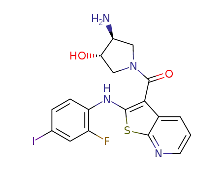 [(3S,4S)-3-amino-4-hydroxypyrrolidin-1-yl]-[2-(2-fluoro-4-iodophenylamino)thieno[2,3-b]pyridin-3-yl]-methanone