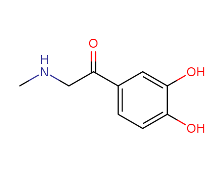 99-45-6,Adrenalone,Acetophenone,3',4'-dihydroxy-2-(methylamino)- (7CI,8CI); Adrenalone (6CI); 3,4-Dihydroxy-a-methylaminoacetophenone;3',4'-Dihydroxy-2-(methylamino)acetophenone; 4-Methylaminoacetopyrocatechol;Adrenon; Adrenone; Chemosan; Haemodan; Kephrine; Ketogaze;Methaminoacetocatechol; NSC 243611; Stryphnon; Stryphnone; Styphnone; Stypnon;Stypnone; U 2134