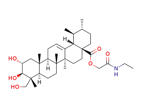 (1S,2R,4aS,6aS,6bR,9R,10R,11R,12aR,14bS)-(2-(ethylamino)-2-oxoethyl)-10,11-dihydroxy-9-(hydroxymethyl)-1,2,6a,6b,9,12a-hexamethyl-1,2,3,4,4a,5,6,6a,6b,7,8,8a,9,10,11,12,12a,12b,13,14b-icosahydropicene-4a-carboxylate