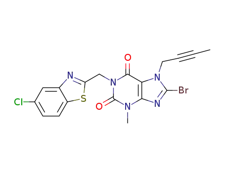 1-[(5-chloro-1,3-benzothiazol-2-yl)methyl]-3-methyl-7-(2-butyn-1-yl)-8-bromoxanthine