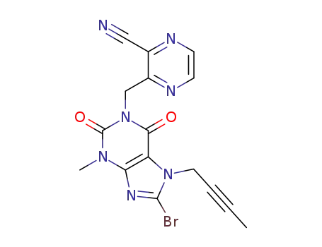 1-[(3-cyanopyrazine-2-yl)methyl]-3-methyl-7-(2-butyne-1-yl)-8-bromoxanthine