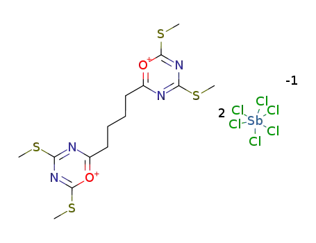 2,2'-(1,4-Butandiyl)bis<4,6-bis(methylthio)-1,3,5-oxadiazinium>-dihexachloroantimonat(V)